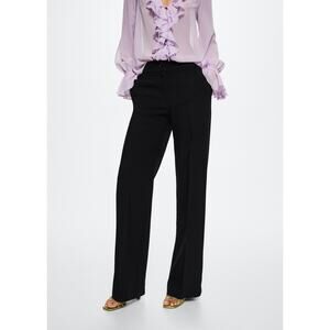 Mango Black High Waist Flowy Wide Leg Trouser Palazzo Pants Size 4